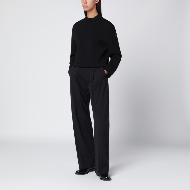 Moncler X Edward Enninful Black Sweatshirt With Asymmetric Hem In Black