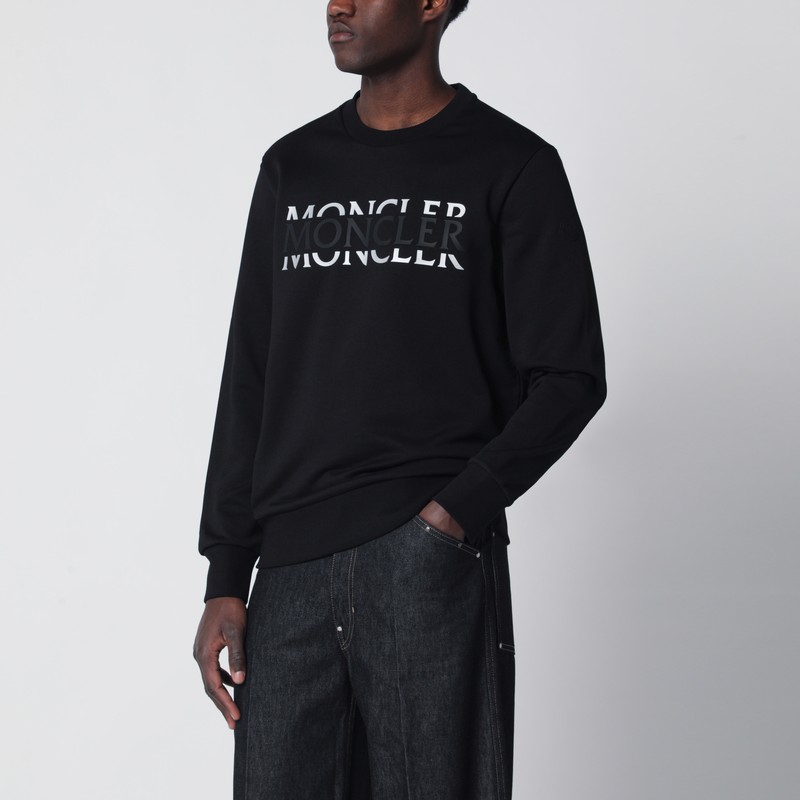 Black crew-neck sweatshirt with logo