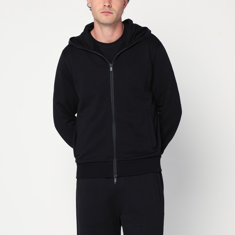 Black zip cardigan in cotton and nylon