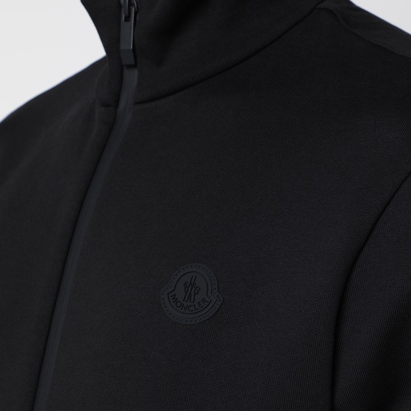 Moncler Black Cotton Zip Hoodie In Black