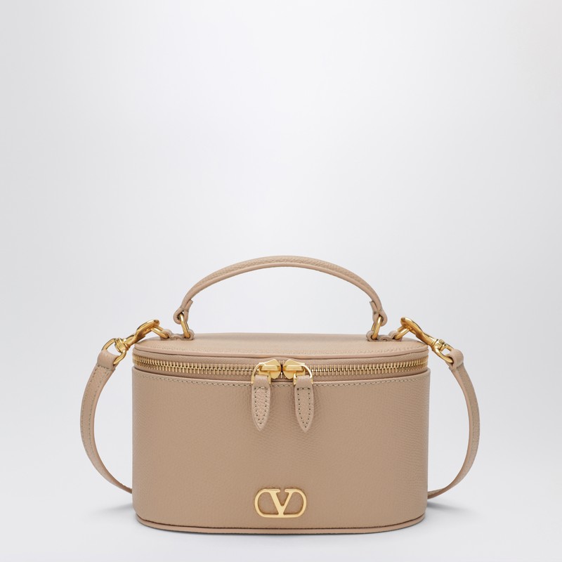 Vlogo Signature Mini Vanity Bag in sand pink grained calfskin