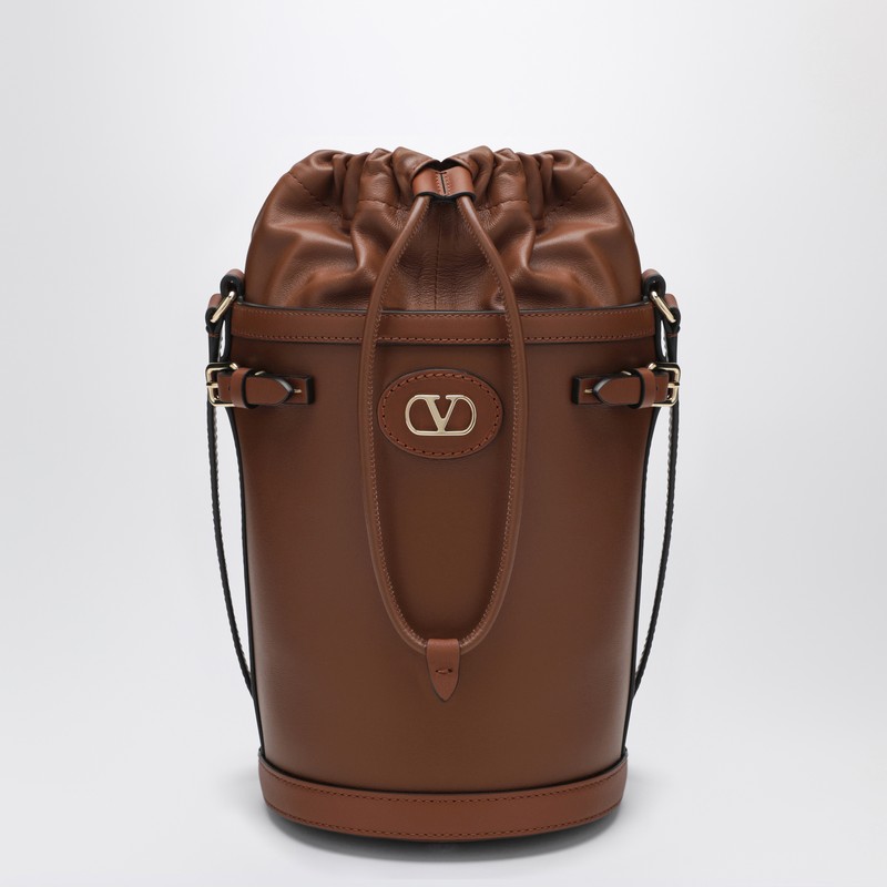 Valentino Vlogo Signature Bucket Bag In Tobacco In Brown