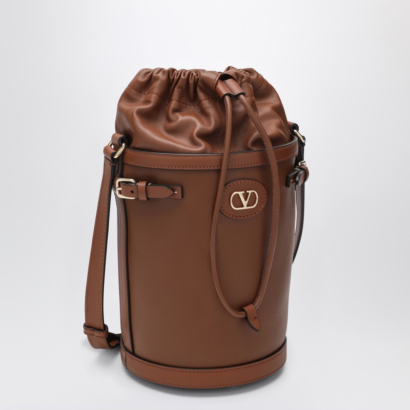 Valentino Vlogo Signature Bucket Bag In Tobacco In Brown