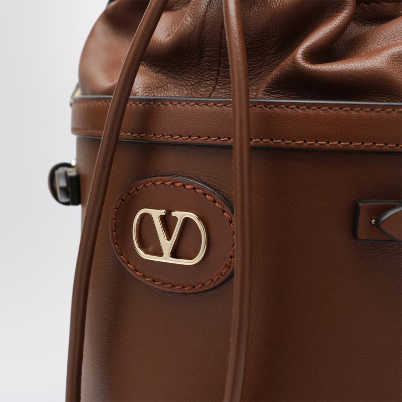 Valentino Vlogo Signature Bucket Bag In Tobacco In Brown