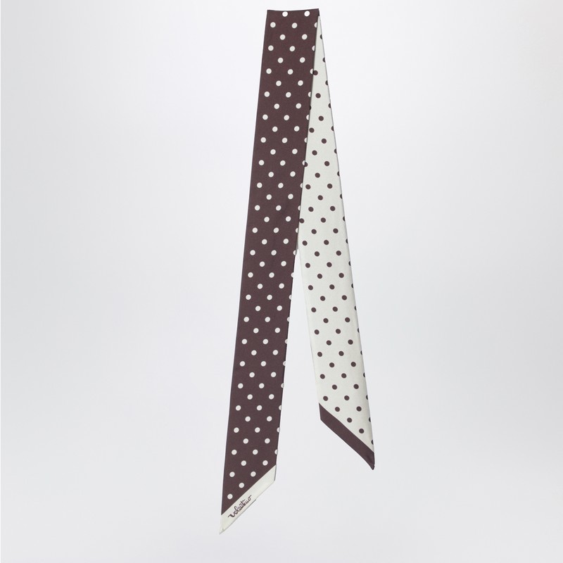 Brown scarf with butter-colored polka dots
