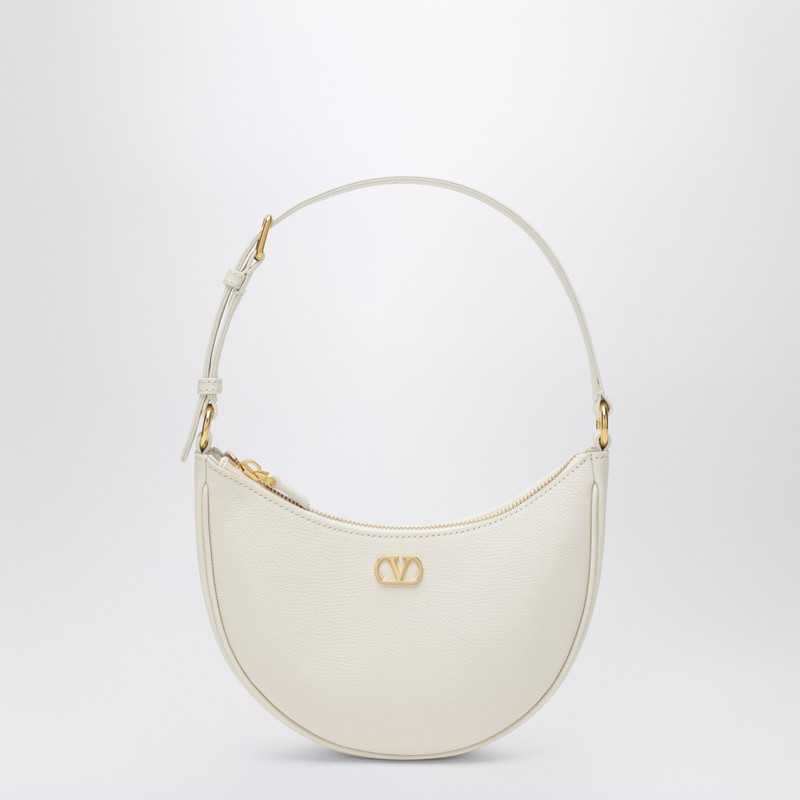 Ivory leather Vlogo Signature mini hobo bag