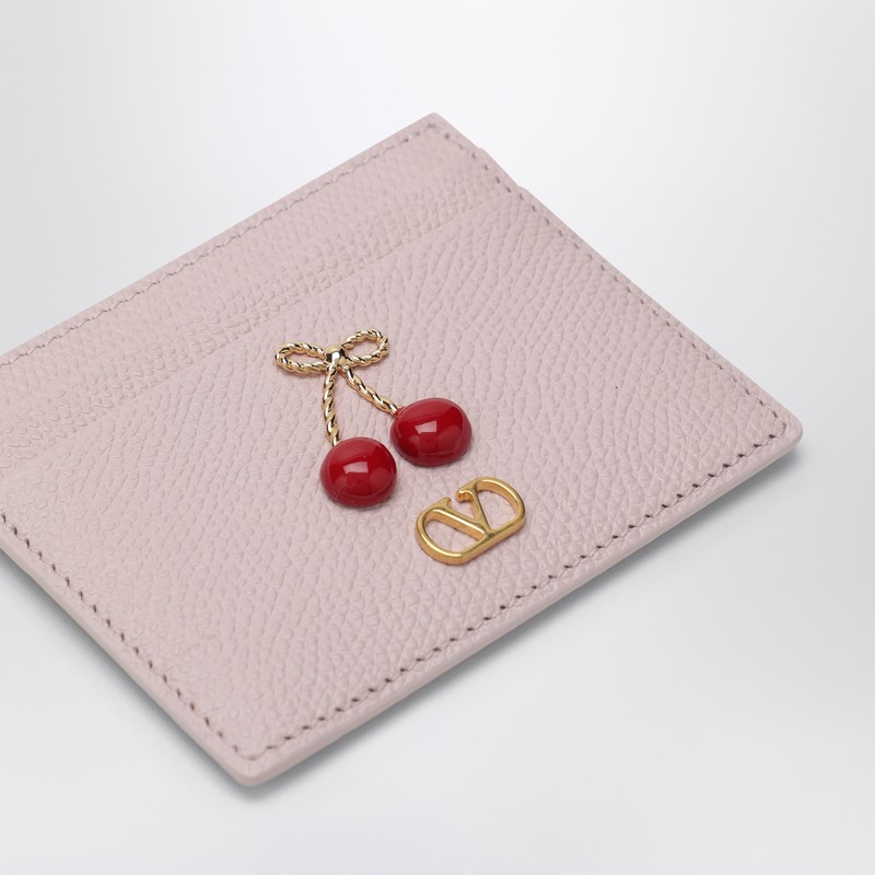 Valentino Cherryfic Cardholder In Rose-quartz Leather In Pink