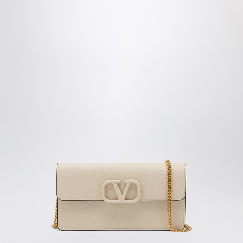 Vlogo light ivory leather chain wallet