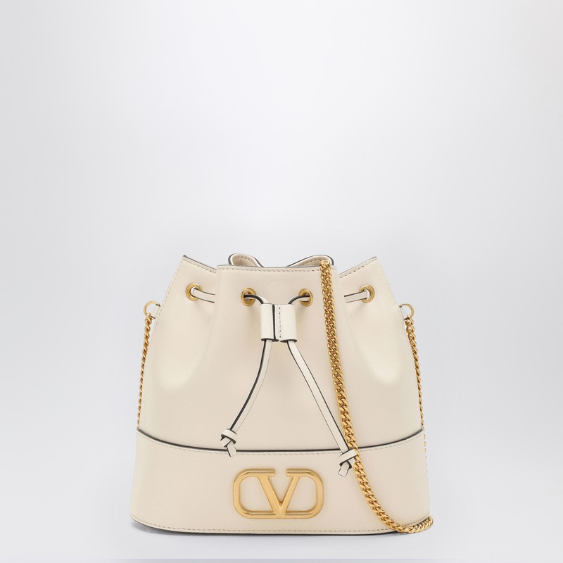 Vlogo ivory leather bucket bag