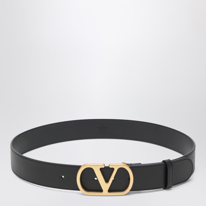 VLogo black/gold leather belt