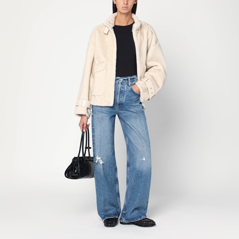 Sword 6.6.44 Bomber In Ivory Eco Fur In White