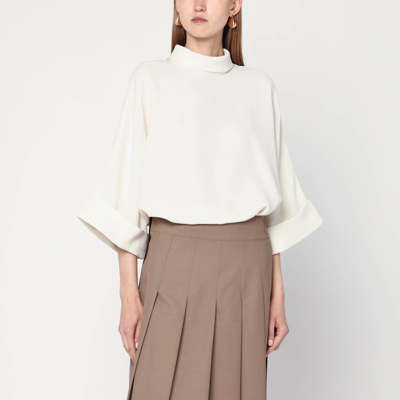 Ivory Bailee blouse in crêpe georgette