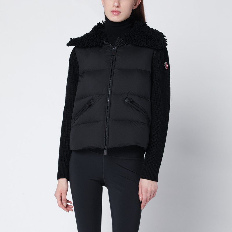 Moncler Black Padded Wool Cardigan