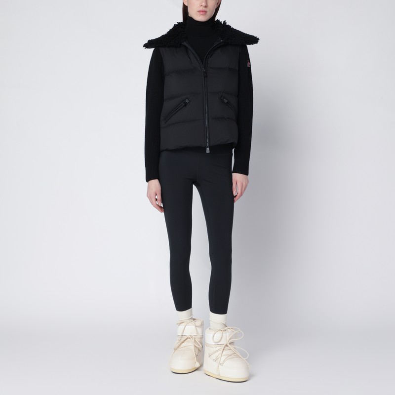 Moncler Black Padded Wool Cardigan In Black