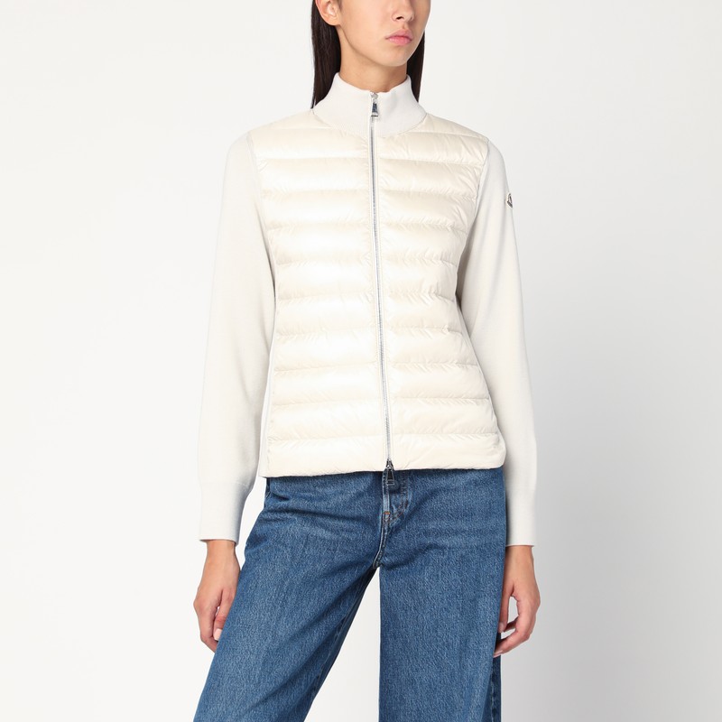 White padded zip-up cardigan