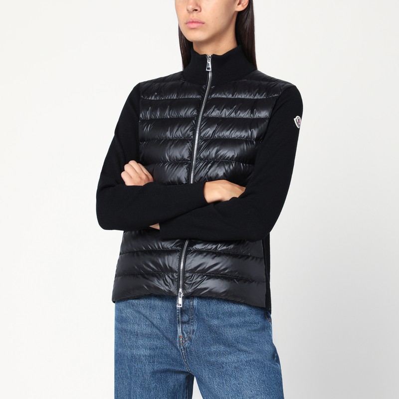 Black padded zip-up cardigan