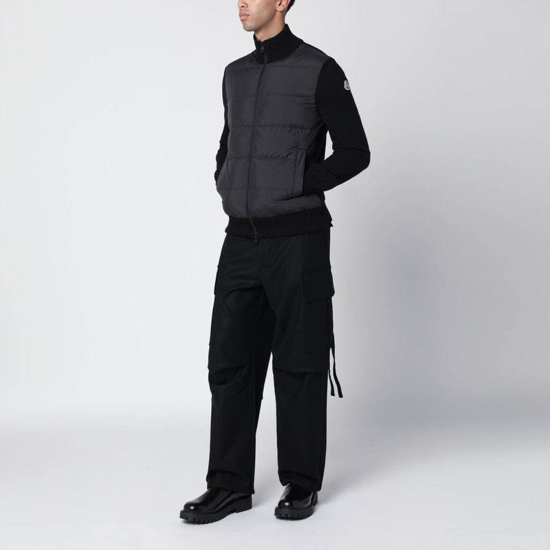 Moncler Black Padded Zip Cardigan In Black