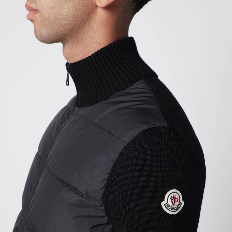 Moncler Black Padded Zip Cardigan In Black
