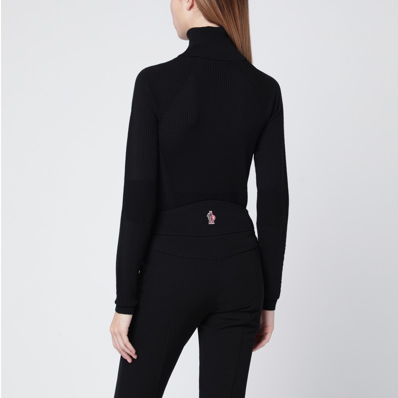 Moncler Black Wool-blend Turtleneck Sweater In Black