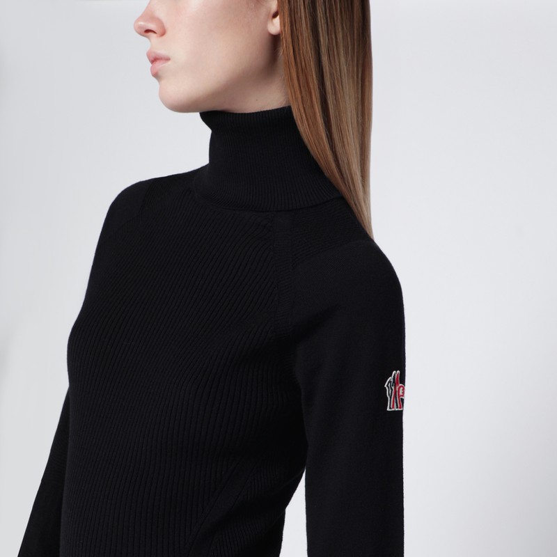 Moncler Black Wool-blend Turtleneck Sweater In Black