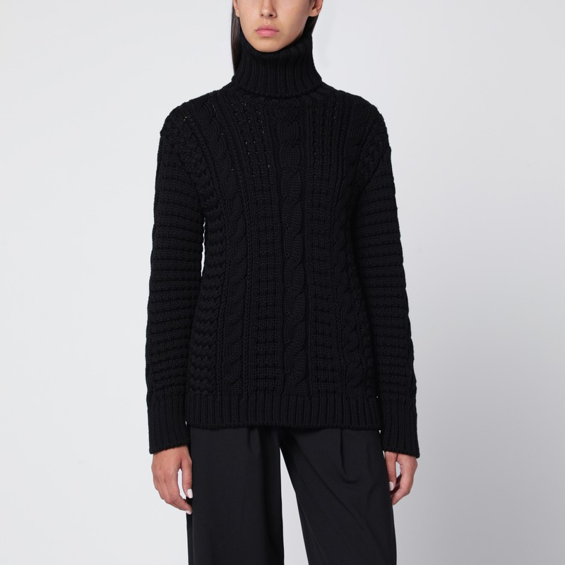 Black wool turtleneck sweater