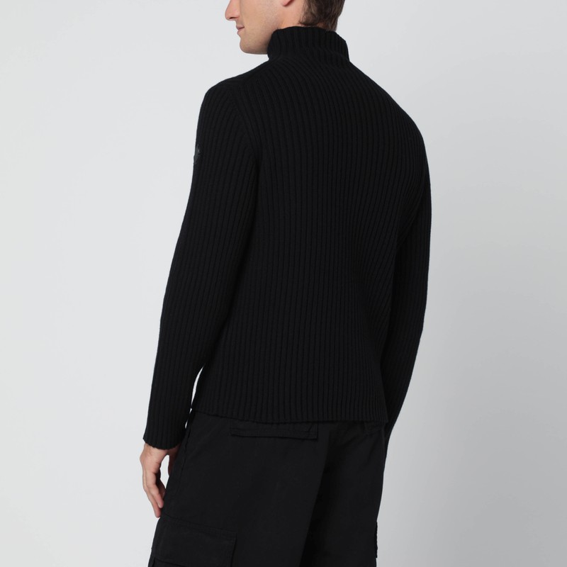 Moncler Black Wool And Cashmere Turtleneck Sweater In Black