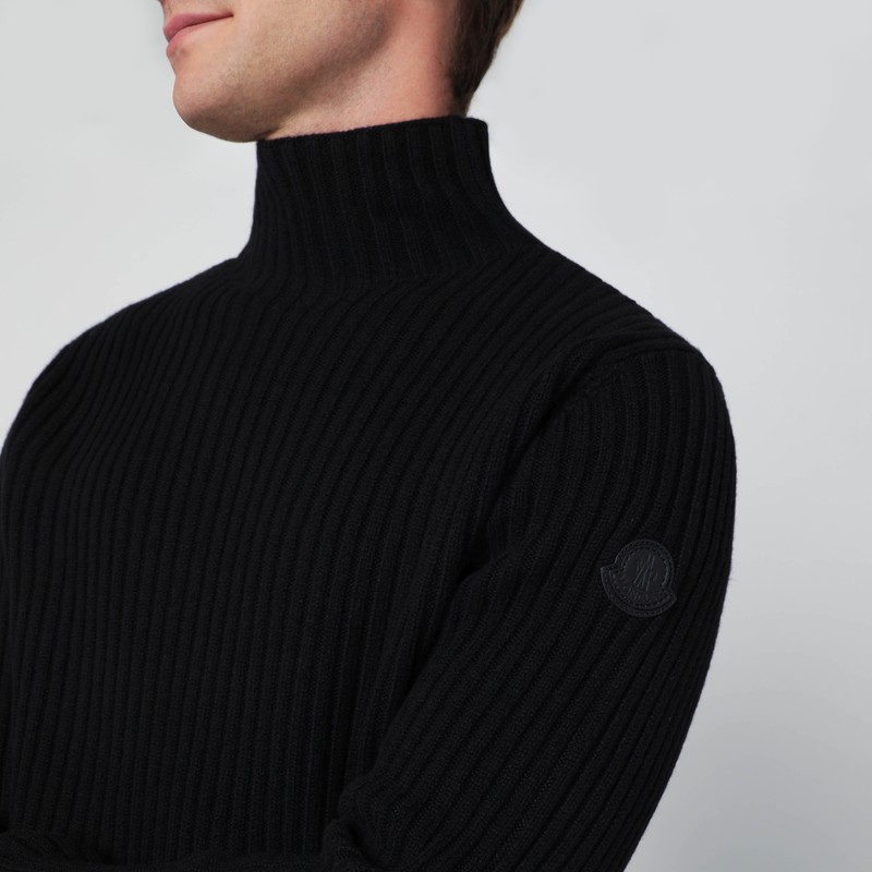 Moncler Black Wool And Cashmere Turtleneck Sweater In Black