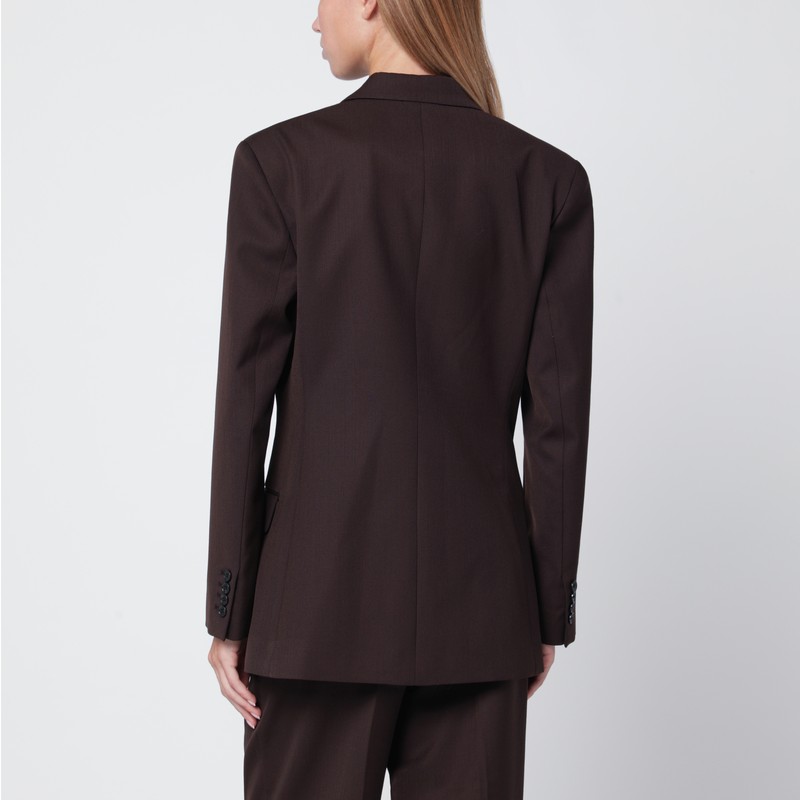 Anine Bing Single-breasted Wool Blend Jacket With Flap Pockets In Brown