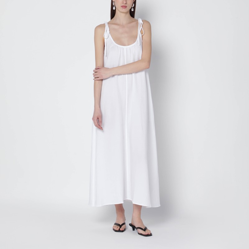White linen-blend dress