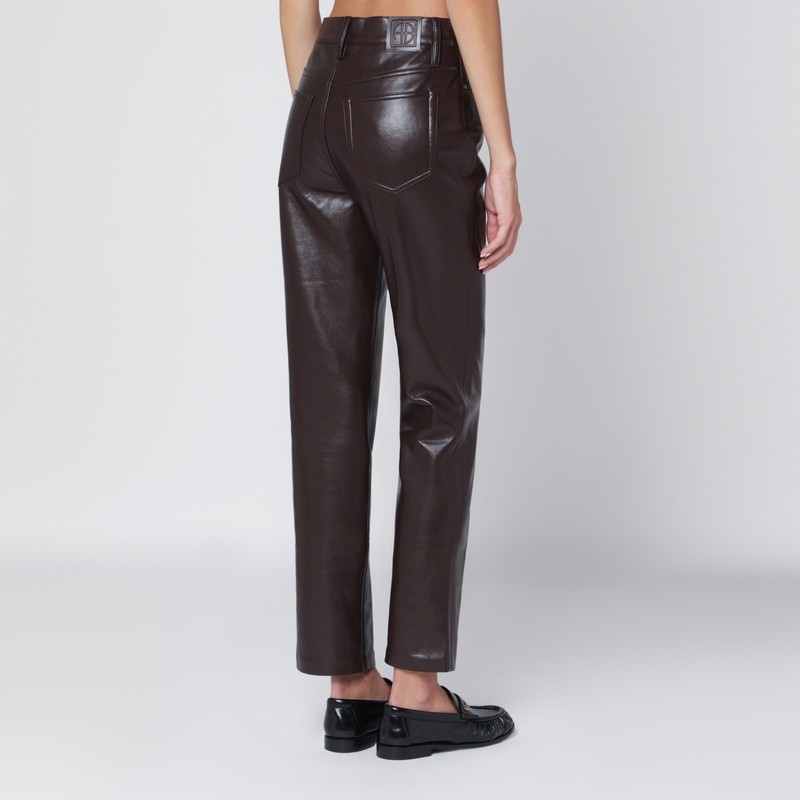 Anine Bing Brown Regenerated Leather Trousers In Brown