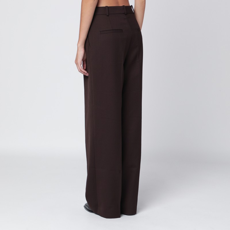 Anine Bing Brown Wide-leg Wool Blend Trousers In Brown