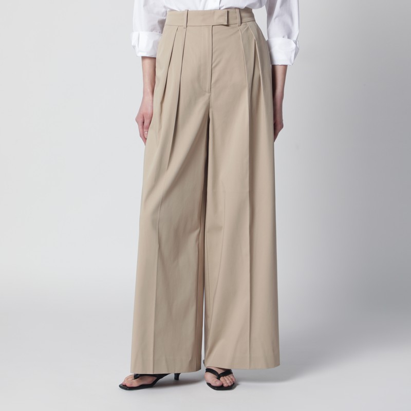 Beige Lou trousers with pleats