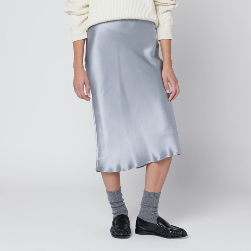 Anine Bing Pastel Blue Silk Midi Skirt In Blue