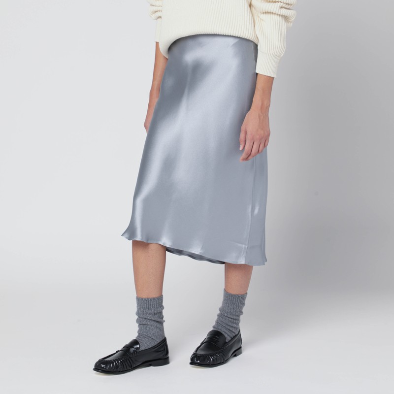 Anine Bing Pastel Blue Silk Midi Skirt In Blue