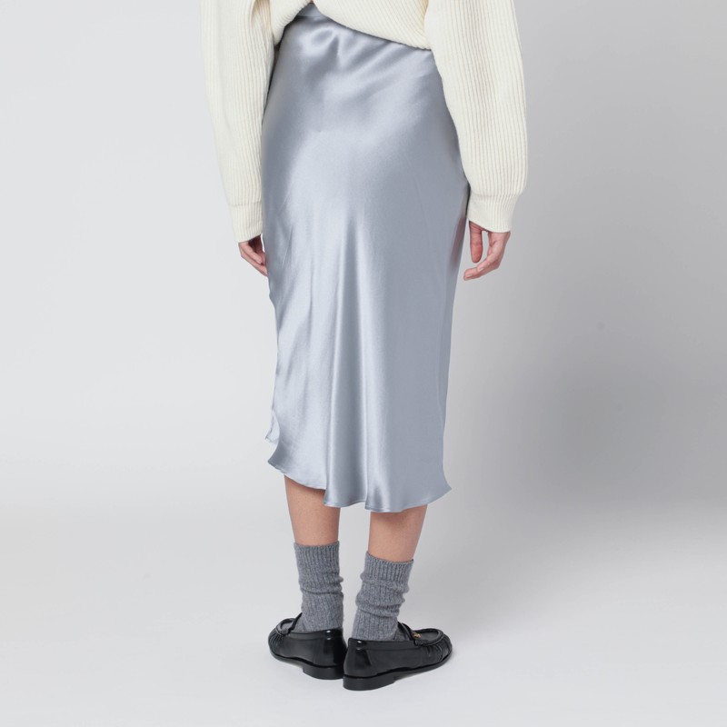 Anine Bing Pastel Blue Silk Midi Skirt In Blue