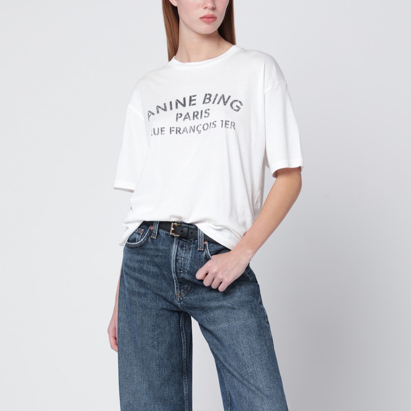 Ivory relaxed T-shirt with logo print