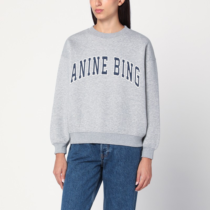 Anine Bing Grey Crewneck Sweatshirt With Logo In Gray