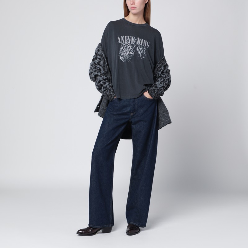 Anine Bing T-shirt Cohen In Cotone Ardesia Donna In Black