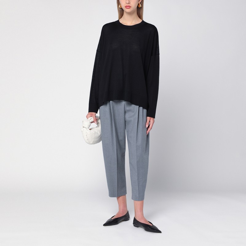 Roberto Collina Relaxed Crewneck Wool Sweater In Black