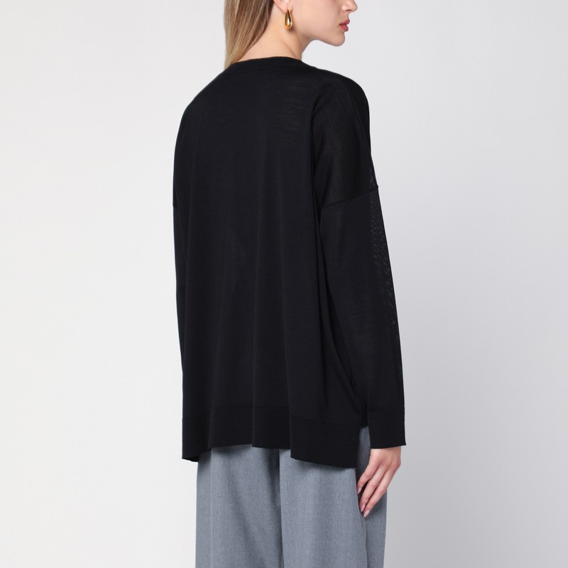 Roberto Collina Relaxed Crewneck Wool Sweater In Black
