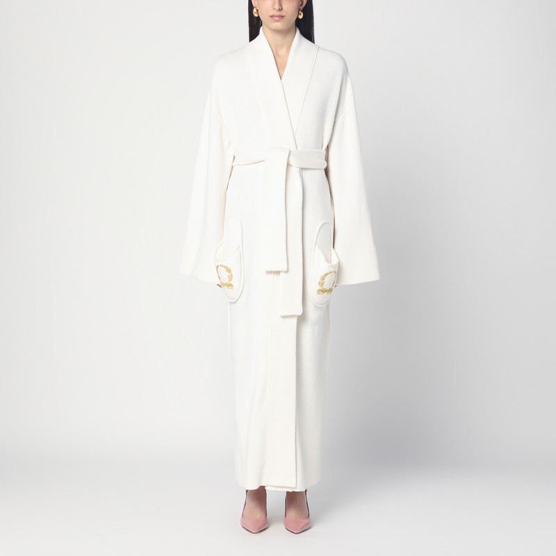 White maxi cardigan in wool blend