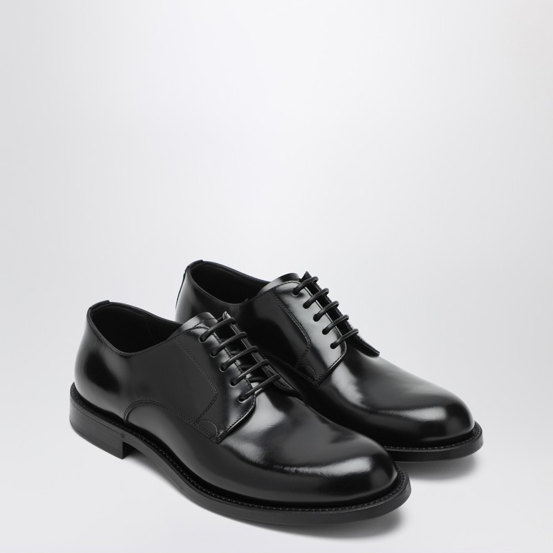 Dolce & Gabbana Black Leather Derby Shoes In Black