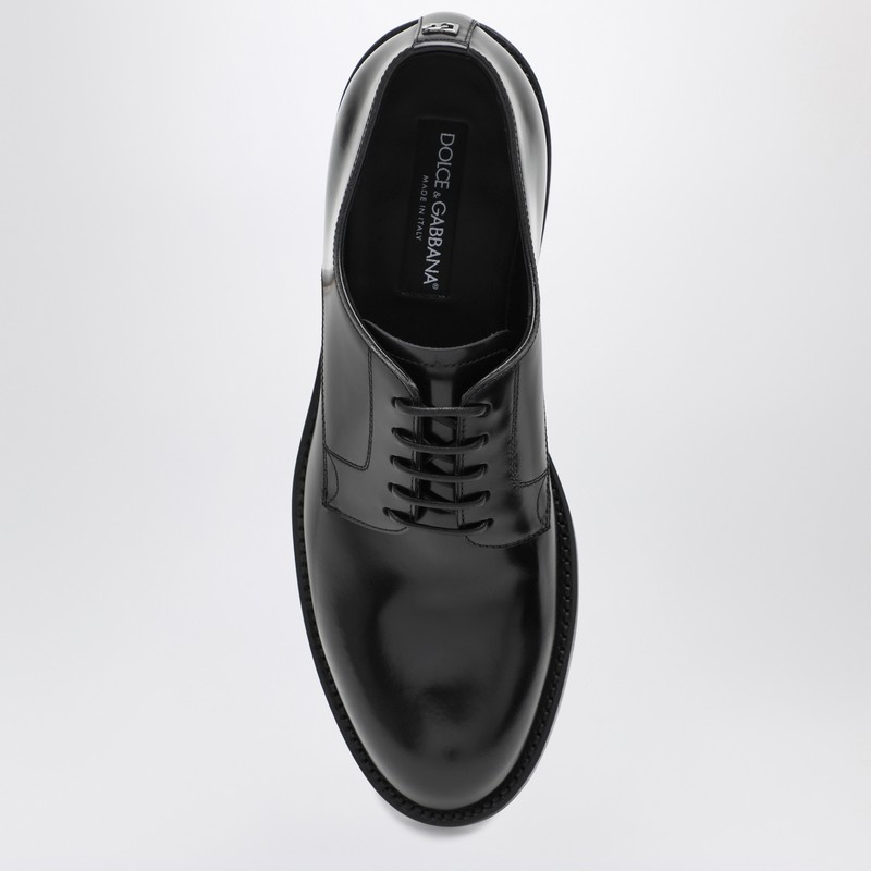Dolce & Gabbana Black Leather Derby Shoes In Black
