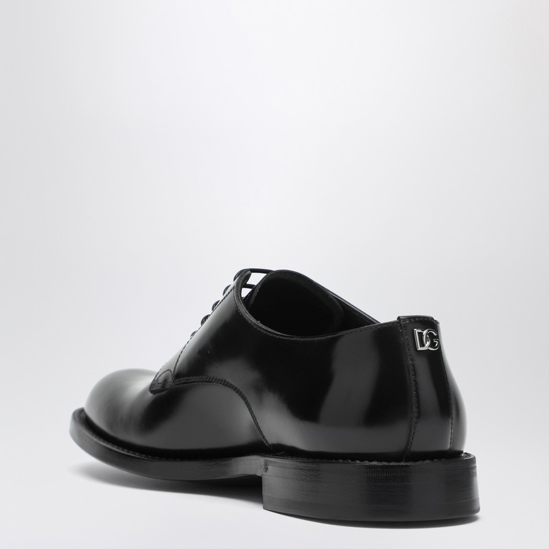 Dolce & Gabbana Black Leather Derby Shoes In Black