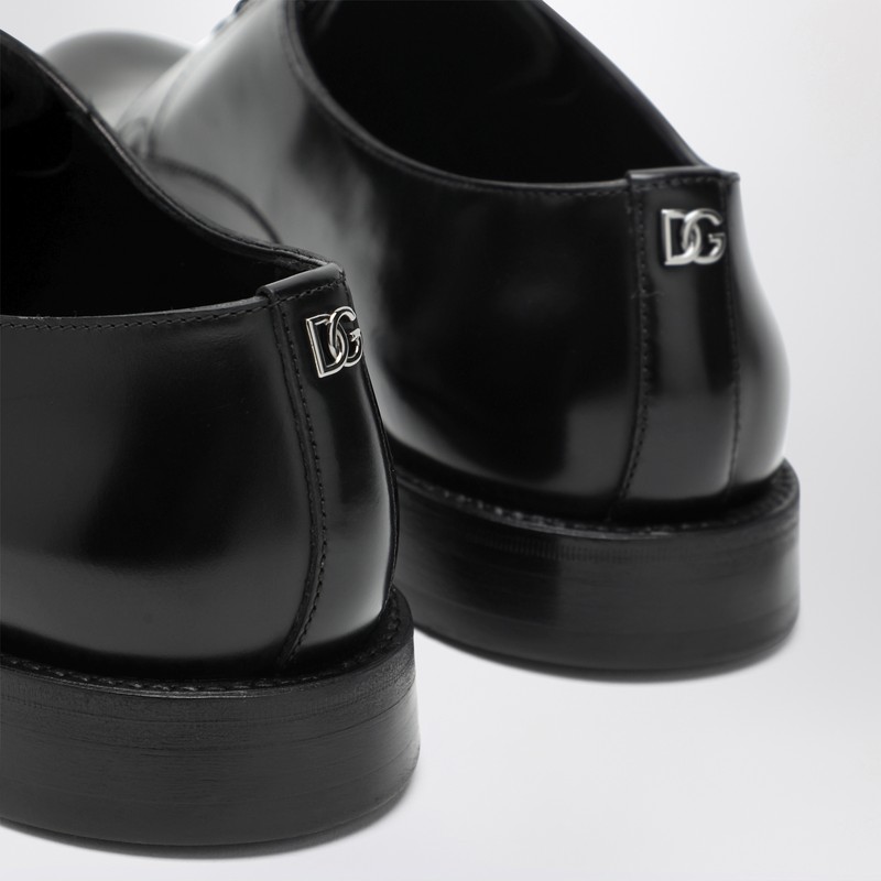 Dolce & Gabbana Black Leather Derby Shoes In Black