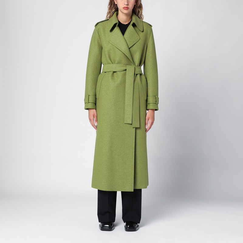 ジャケット Harris Wharf London Green wool coat with belt Harris Wharf London Green Wool Coat With Belt | ModeSens