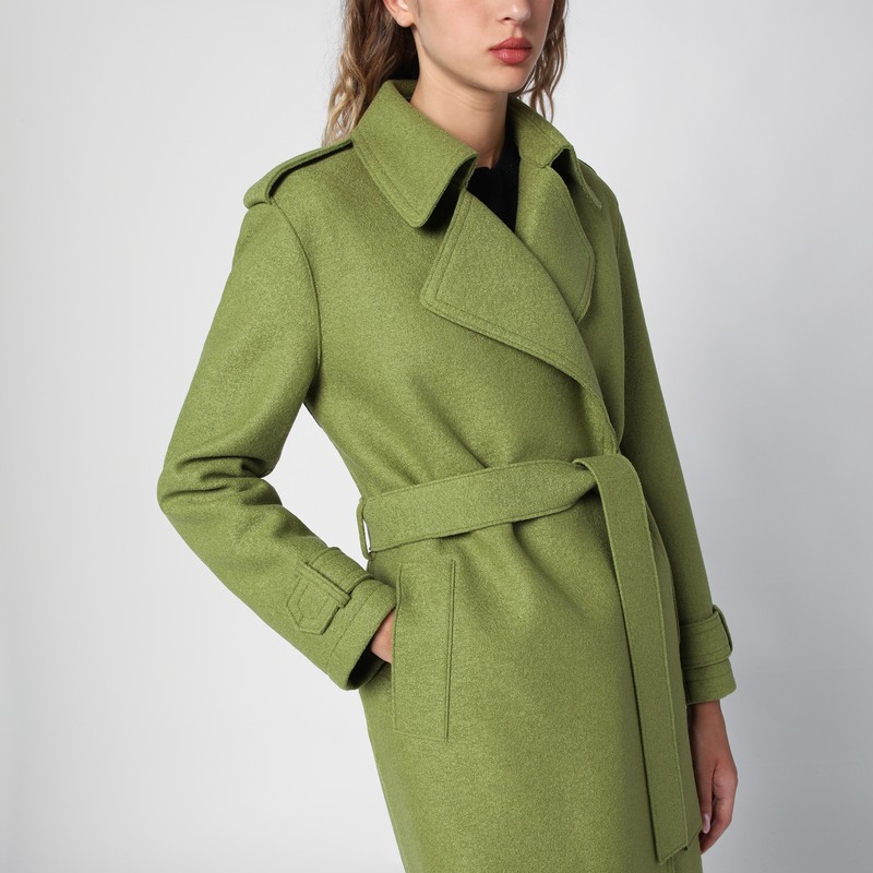 ジャケット Harris Wharf London Green wool coat with belt Harris Wharf London Green Wool Coat With Belt | ModeSens