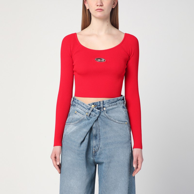 Diesel Red Top Cropped M-vera-ls In Red