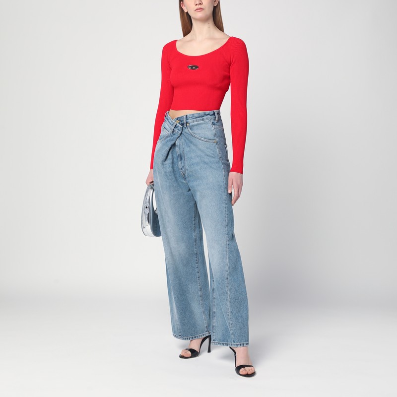 Diesel Red Top Cropped M-vera-ls In Red