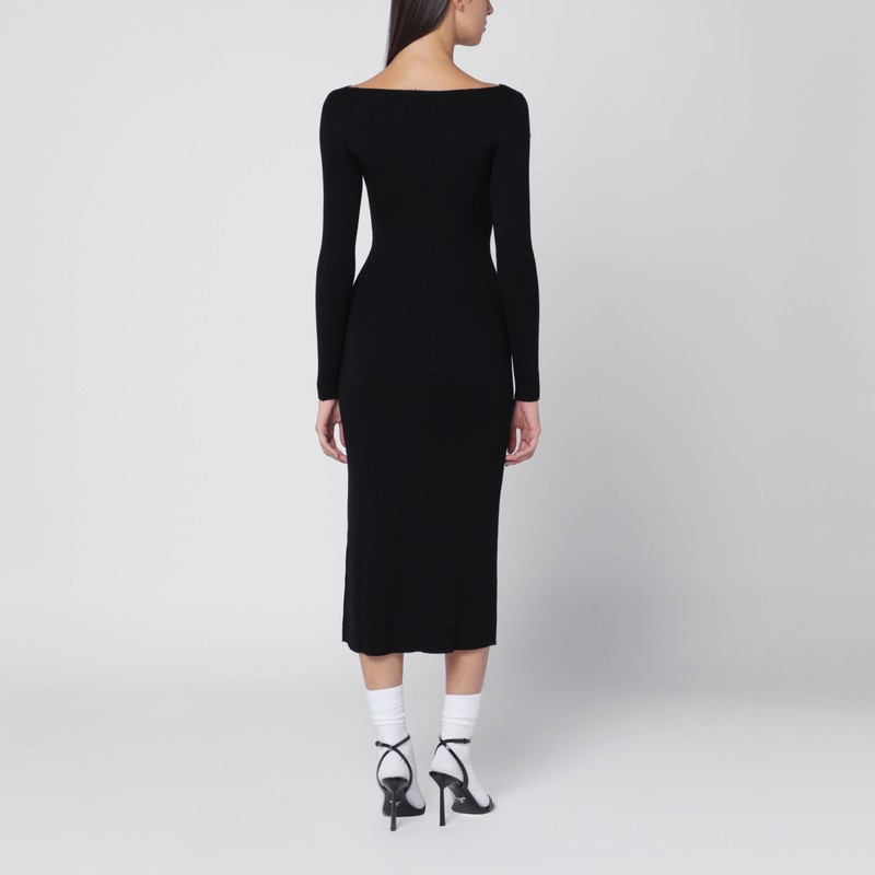 Diesel M-oloni Long Dress In Black Wool In Black